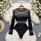 Beaded Mesh Bodysuit - Piña Colada
