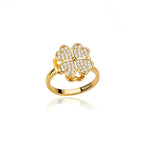 Spinner Zircon Heart Four Leaf Clover Rings - Piña Colada