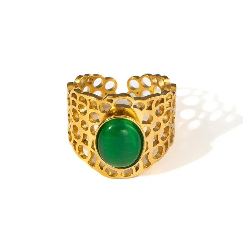 Colorful Stone Open Band Ring - Piña Colada
