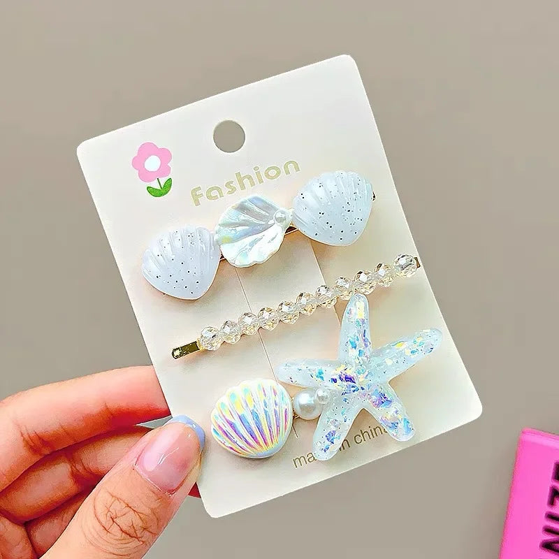 2PCS Elegant Starfish Star Shell Hair Clips - Piña Colada