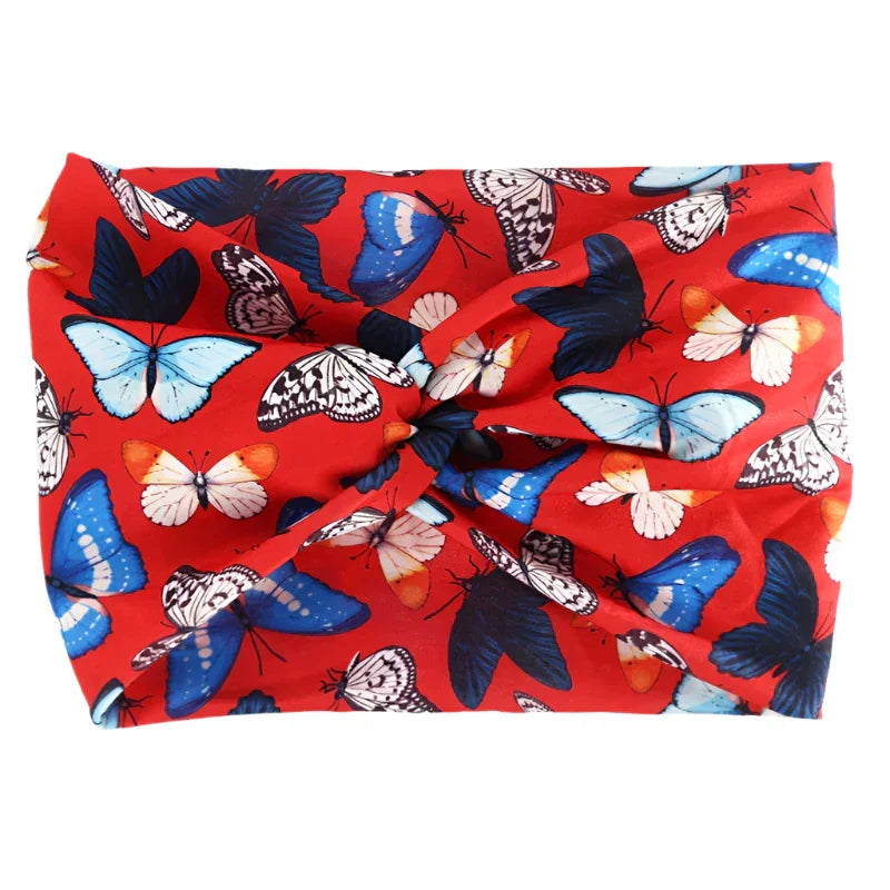 Printed Wide Elastic Headband - Piña Colada