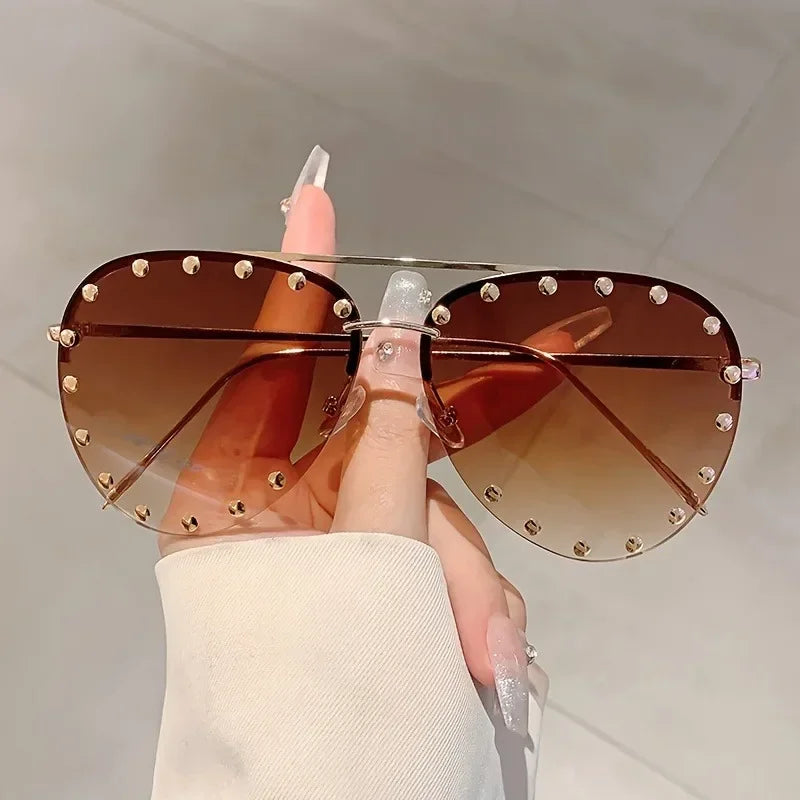 Rimless Pilot Sunglasses - Piña Colada