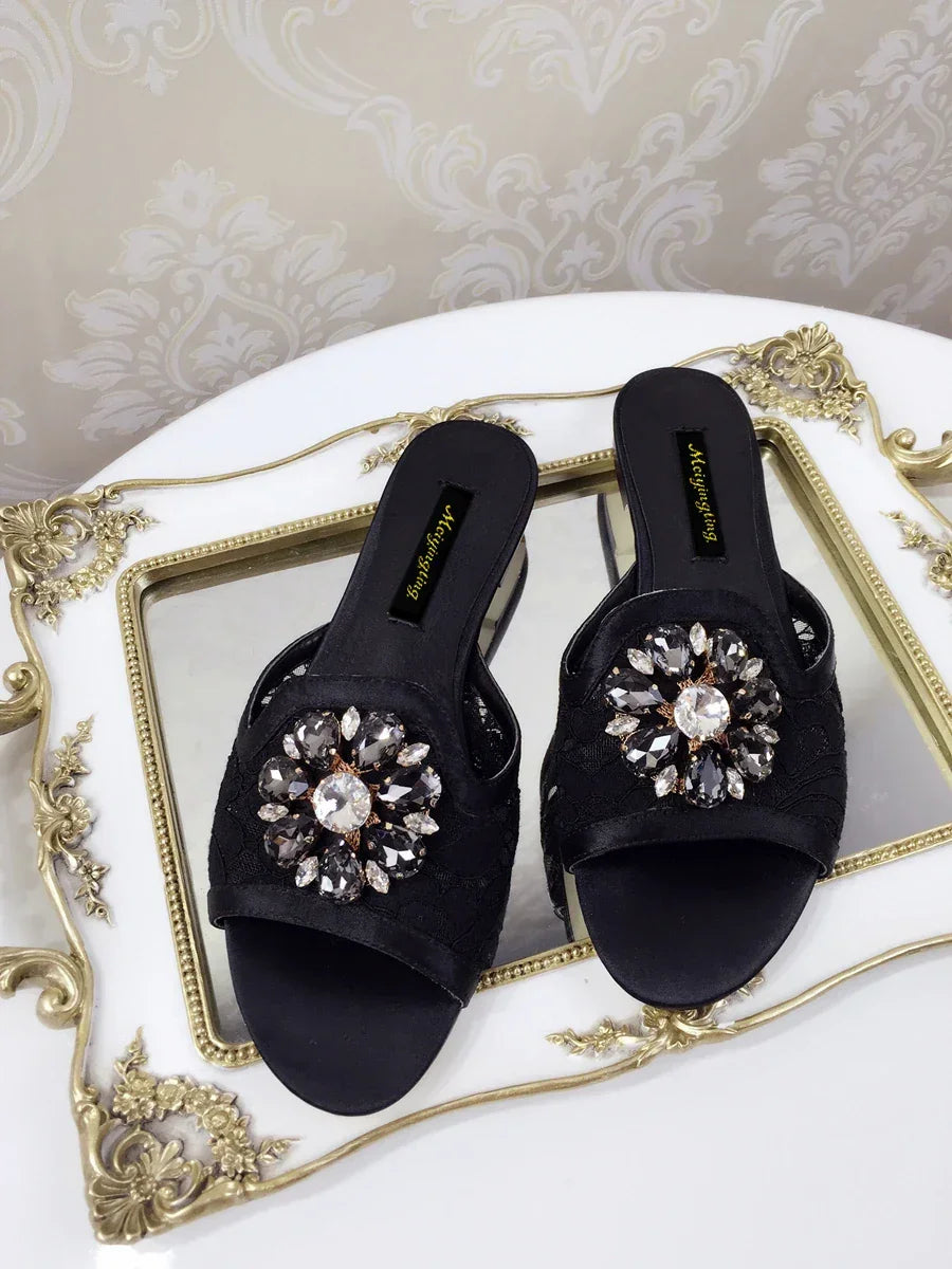 Women Slippers Rhineston Open Toe - Piña Colada