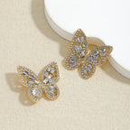 Colorful Crystal Butterfly Stud Earrings - Piña Colada