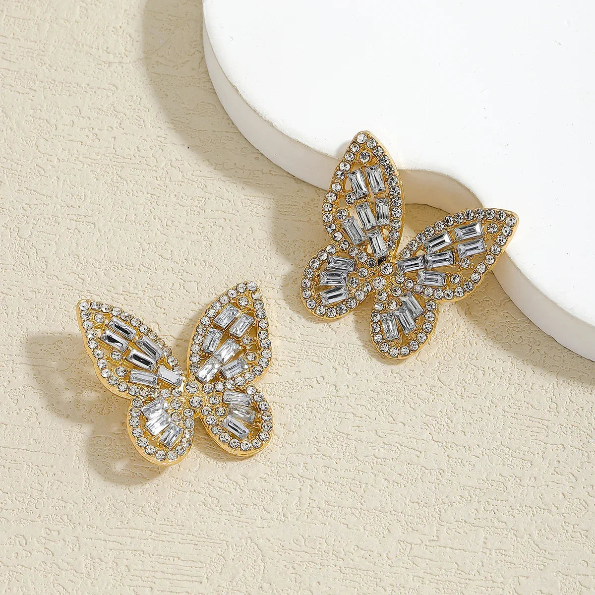 Colorful Crystal Butterfly Stud Earrings - Piña Colada