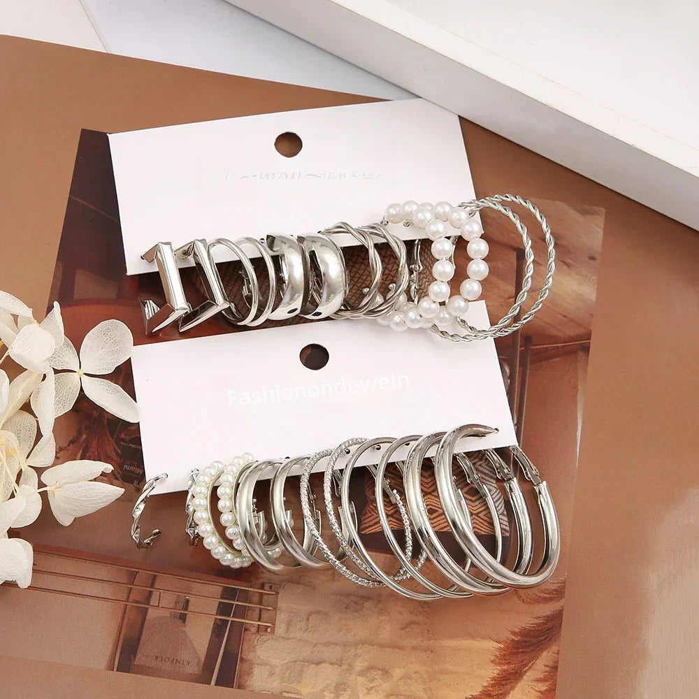 24 Pcs Vintage Silver Color Earrings - Piña Colada