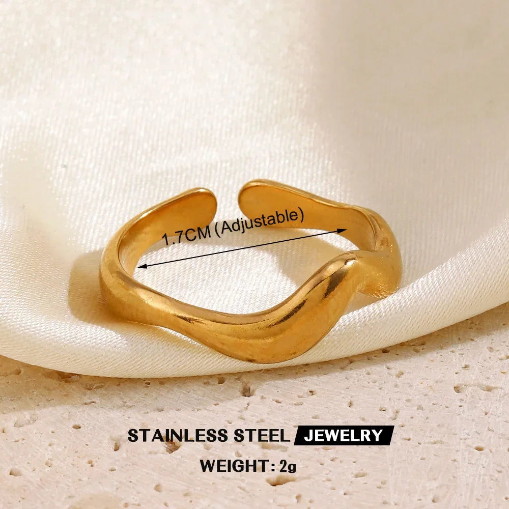 Gold Color Stainless Steel Heart Ring - Piña Colada
