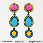 Boho Multicolor Beaded Crystal Dangle Earrings - Piña Colada