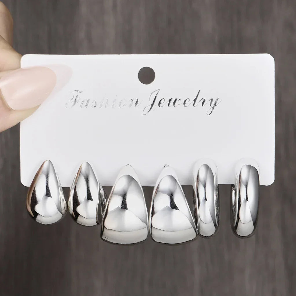 12pcs/Set Classic Twist C Shape Earrings - Piña Colada