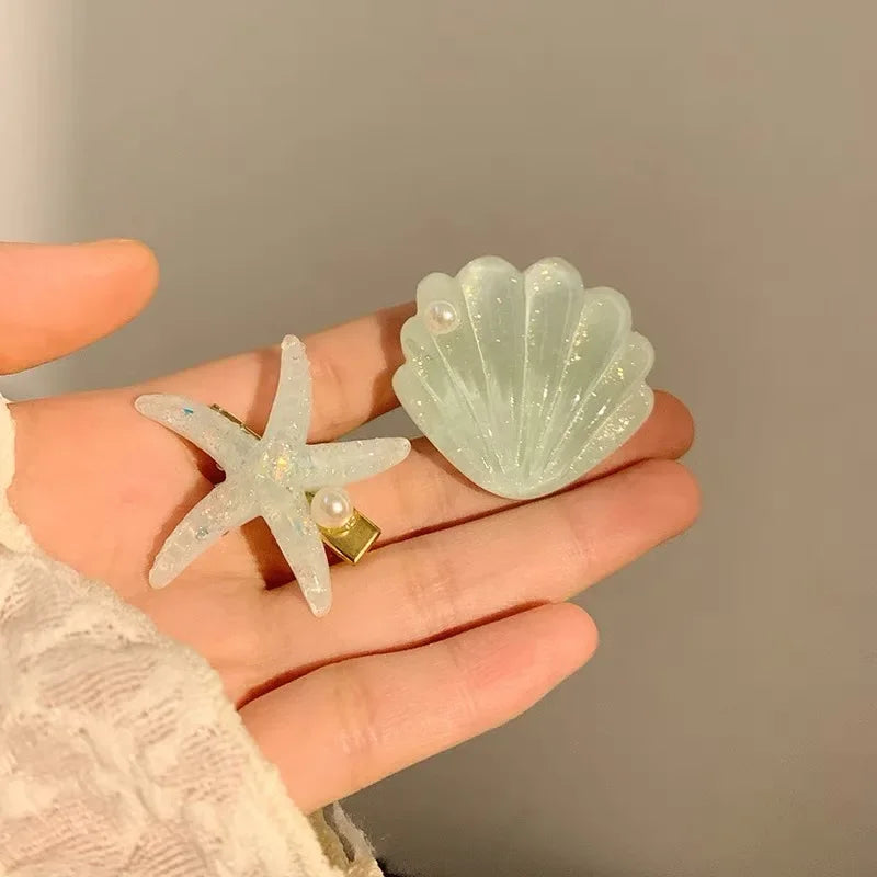 2PCS Elegant Starfish Star Shell Hair Clips - Piña Colada