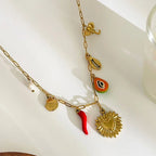 Steel Shell Pepper Necklace - Piña Colada