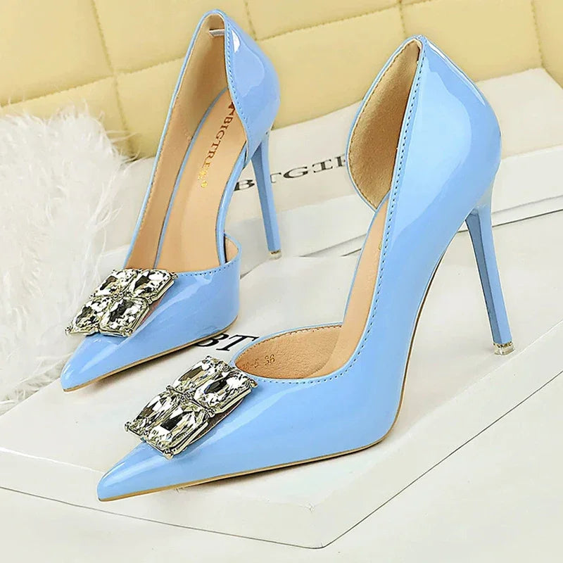 Elegant Pump Pearl Details Buckle Strap - Piña Colada