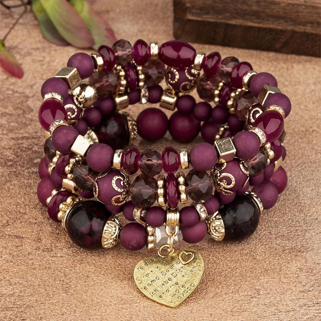 Boho Acrylic Beads Bracelet Set - Piña Colada