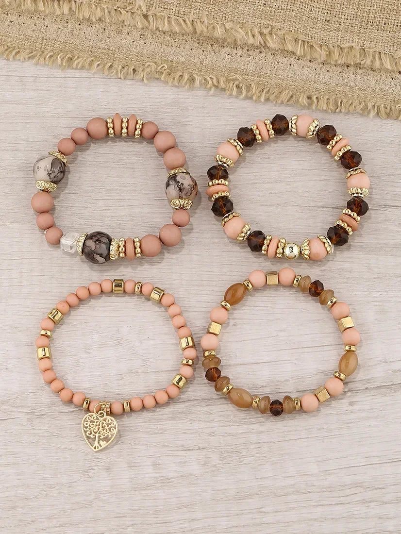 Boho Acrylic Beads Bracelet Set - Piña Colada