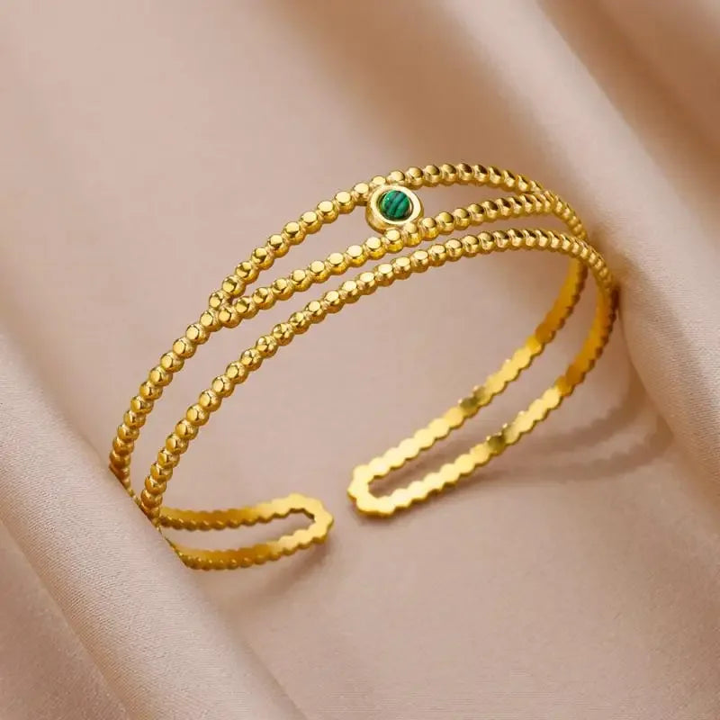 18K Gold-Plated Stainless Steel Cuff Bracelet for Women - Piña Colada