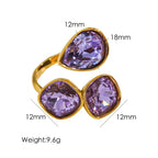 Gold Zircon Adjustable Ring