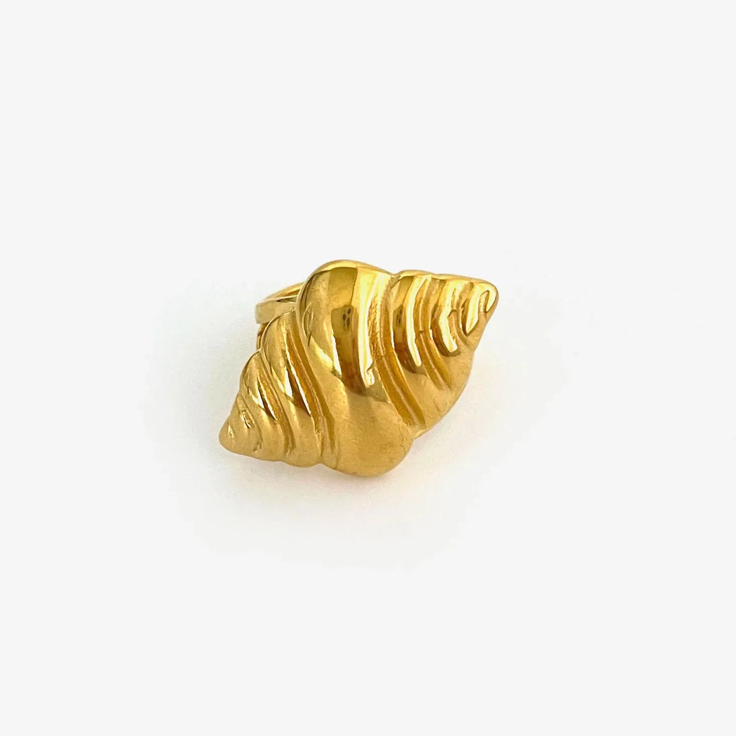 Conch Glossy Spiral Hollow Chunky Open Rings - Piña Colada