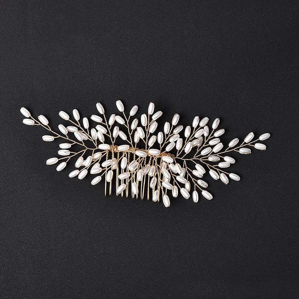 Crystal Pearl Hair Comb Clip - Piña Colada