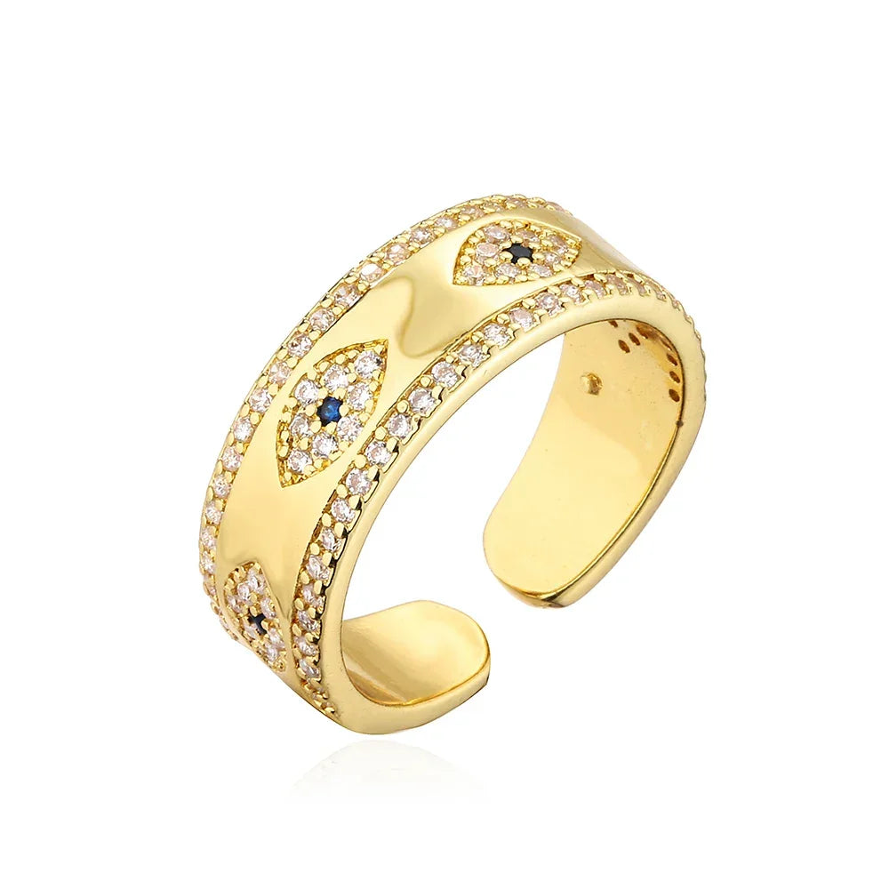 Hollowed out Evil Eye Ring - Piña Colada