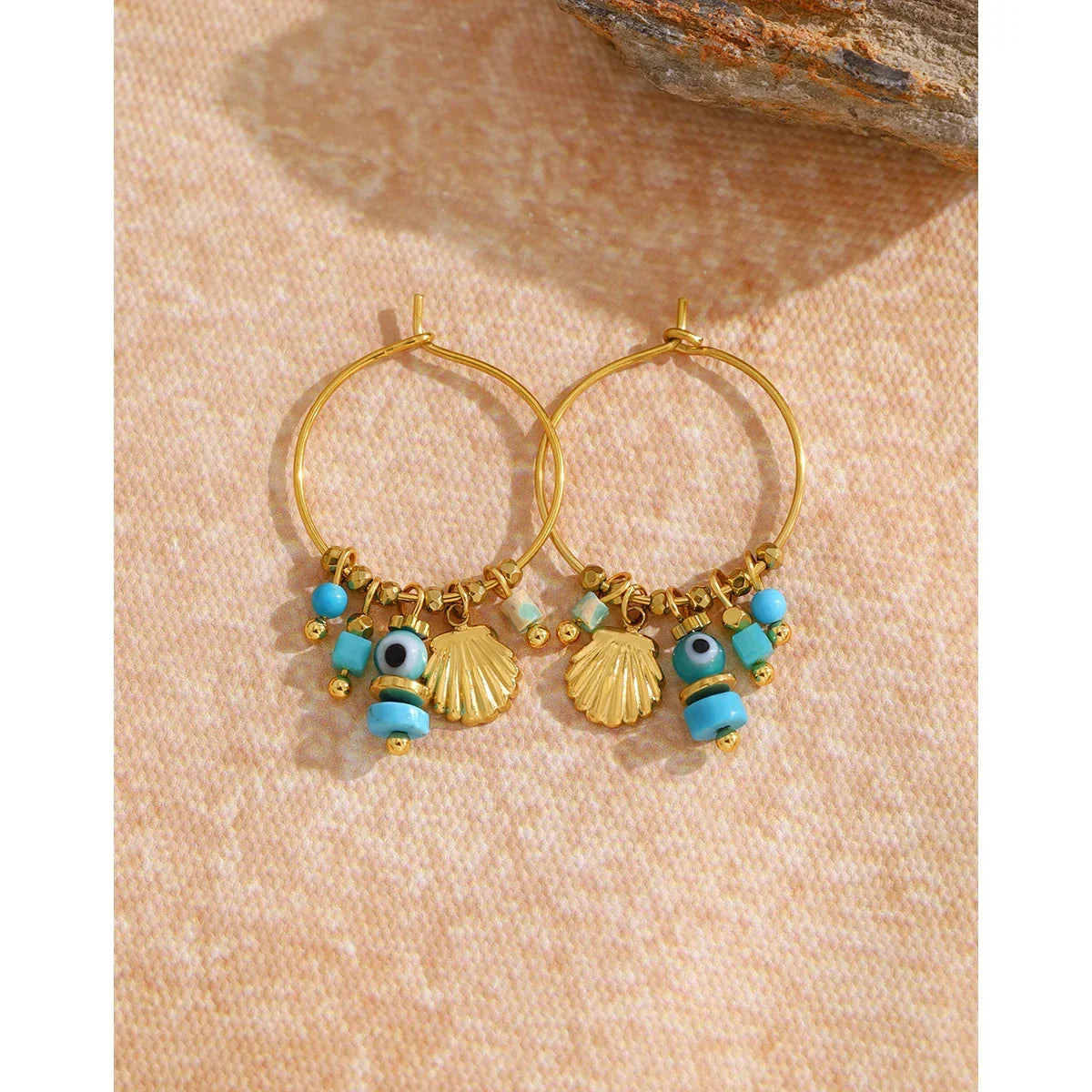 Blue Stone Stainless Steel Hoop - Piña Colada