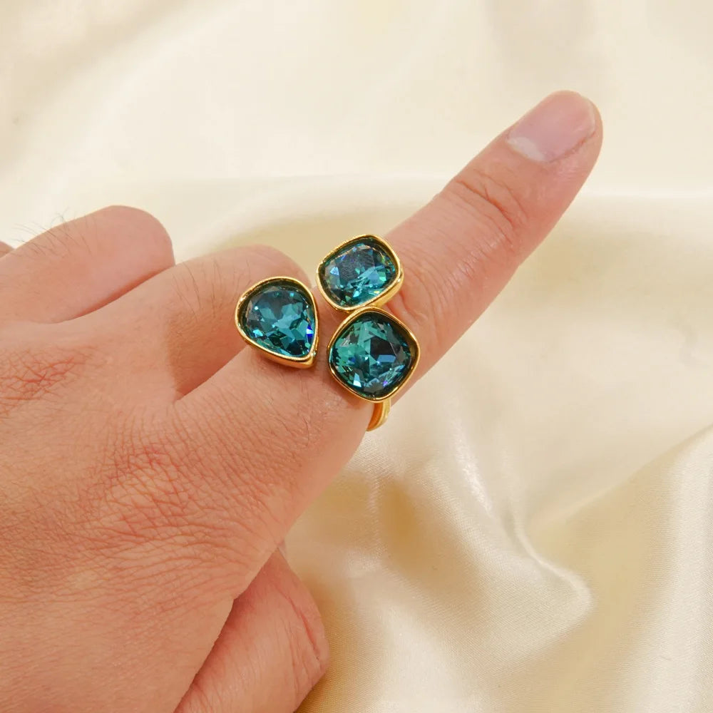 Gold Zircon Adjustable Ring