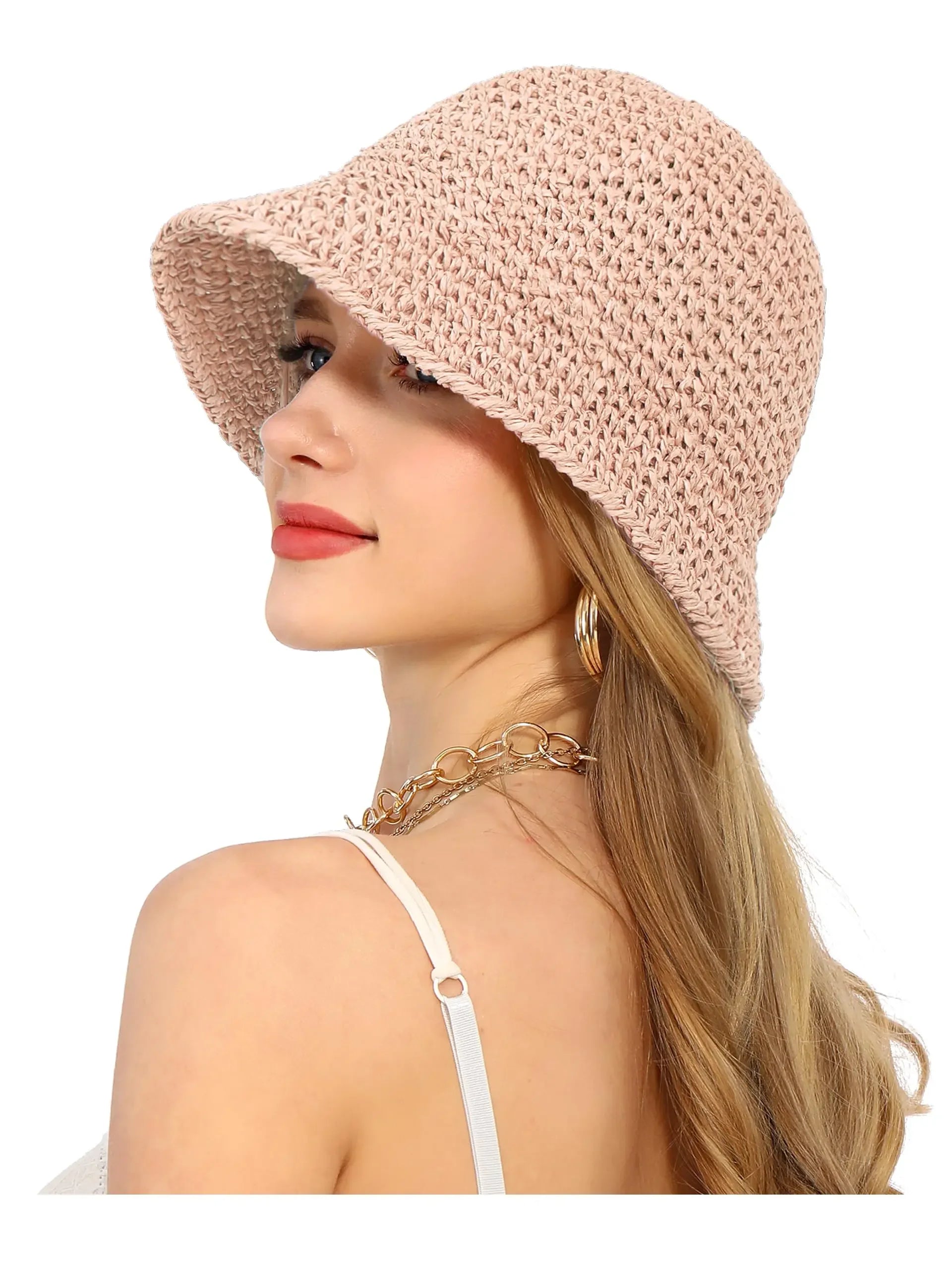 Crochet Straw Bucket Hat - Piña Colada