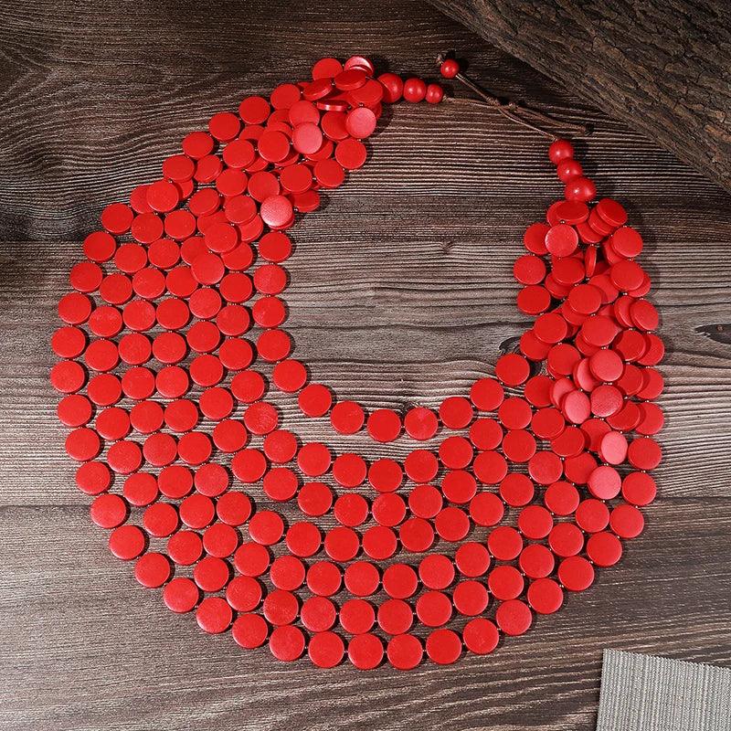 Multi-color Necklace Wooden - Piña Colada
