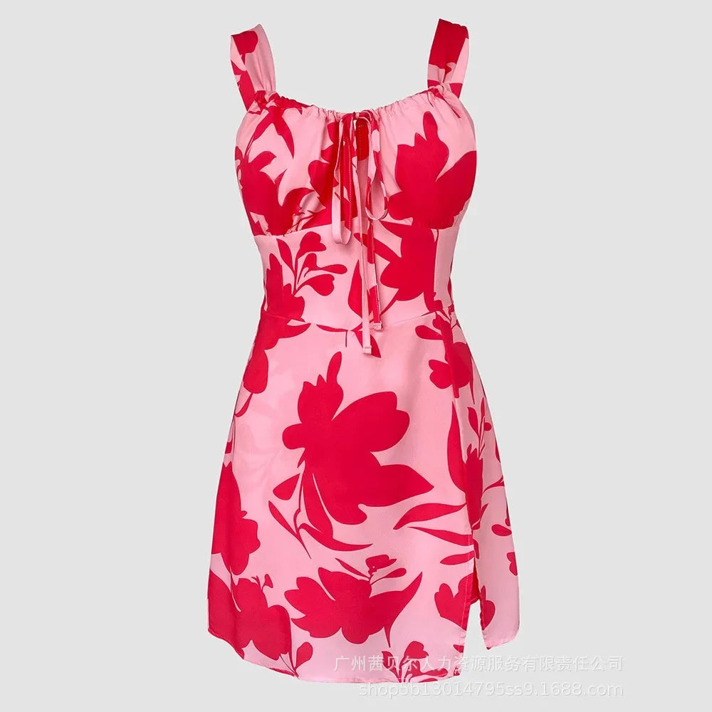 Women Print Sleeveless Casual Lace Up - Piña Colada