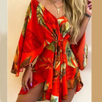 Print Dress Sexy V-Neck - Piña Colada