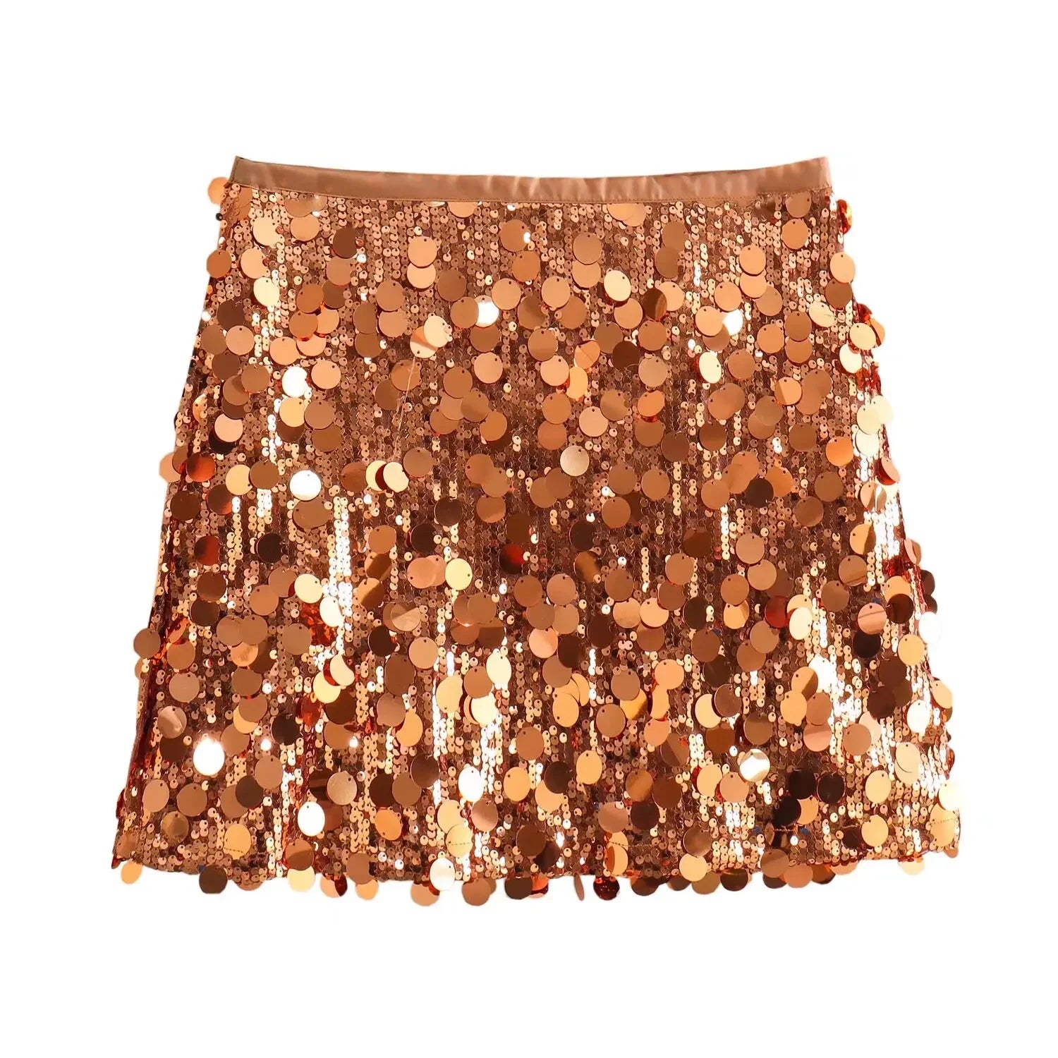 High Waist Sequined Mini Skirt - Piña Colada