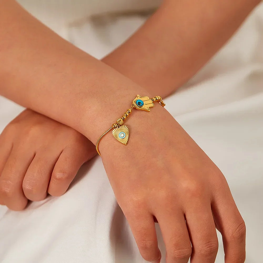 316L Stainless Steel Fatima's Blue Eye Charm - Piña Colada