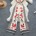 Vintage Printed Jumpsuit for Women – Full-Length Summer Romper with Mid Waist - Piña Colada