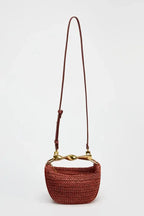 Summer Half-Moon Beach Straw Shoulder Bags Women's - Piña Colada