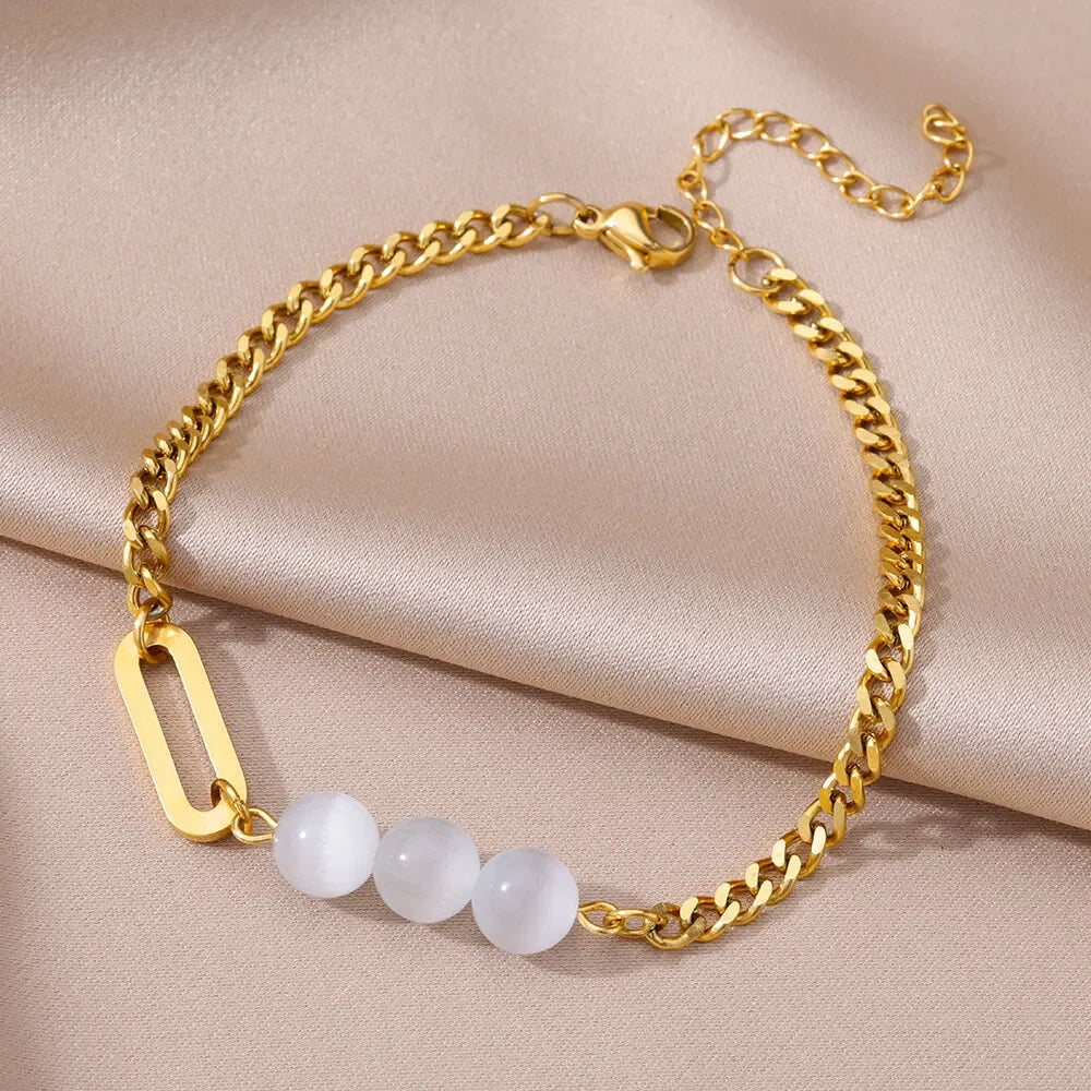 Stainless Steel Gold-Plated Anklet for Women - Piña Colada