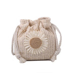 Straw Bag Handbag Knit Flower - Piña Colada