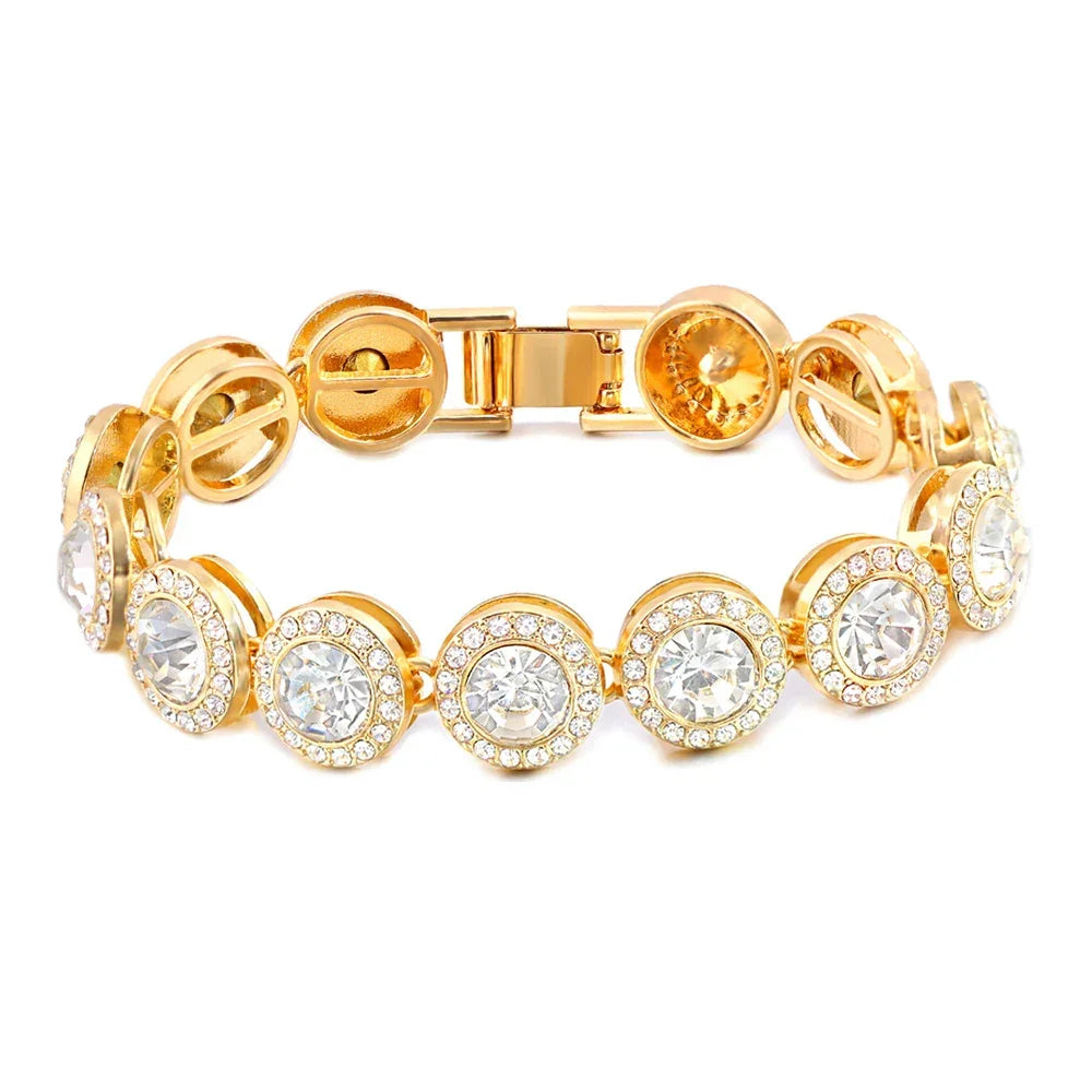 Iced Out Heart & Cuban Link Bracelet - Piña Colada