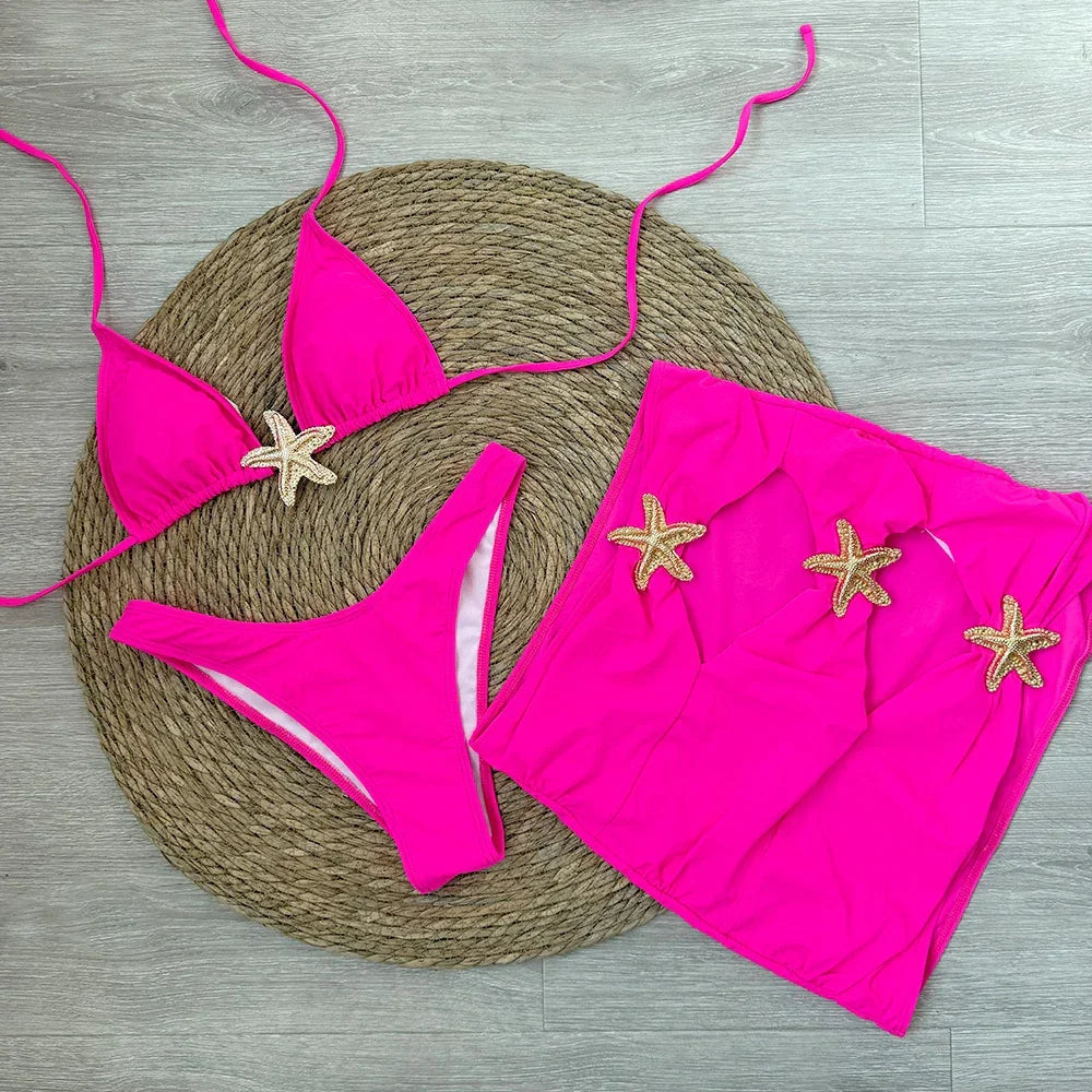 Bikini Set – 3-Piece Swimsuit Star - Piña Colada
