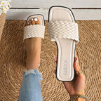 Everyday Essential Flat Sandals – Minimalist PU Slip-Ons - Piña Colada