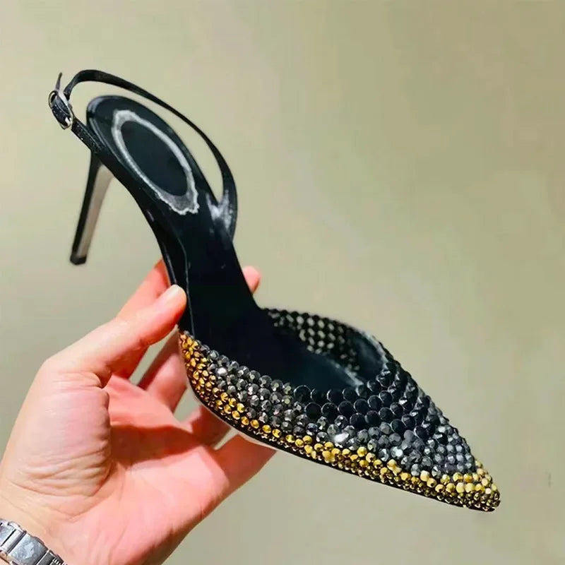 Luxury Rhinestones Gradient Slingbacks Pumps - Piña Colada