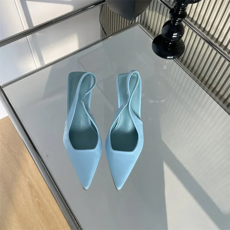 Slip-On Slingback Pumps – Pointed Toe & Thin Heels - Piña Colada