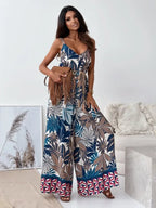 Elegan V-neck High Waist Jumpsuit - Piña Colada