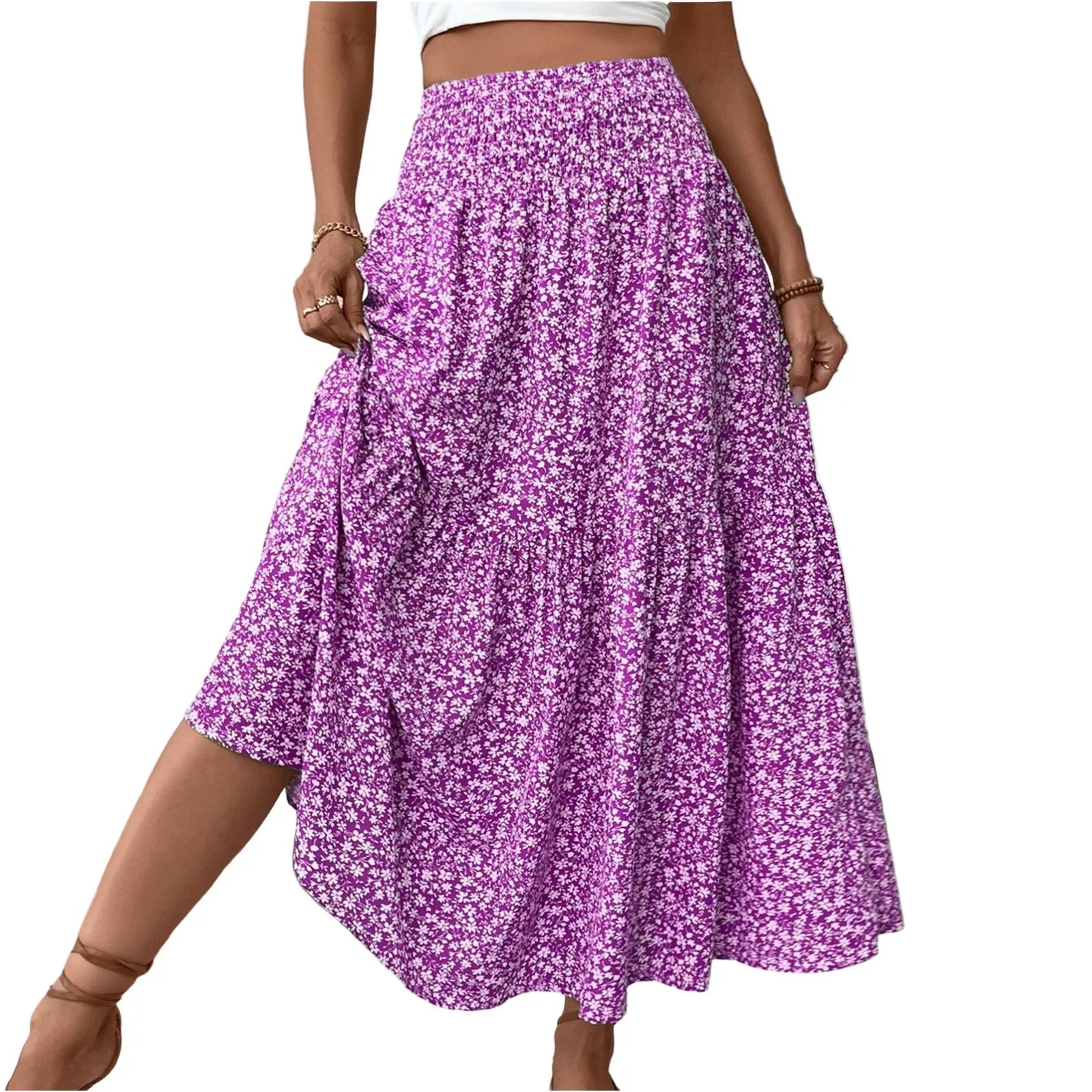 Floral Print Elastic Waist Loose - Piña Colada