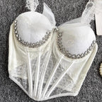 Tank Top Diamond Lace Mesh - Piña Colada