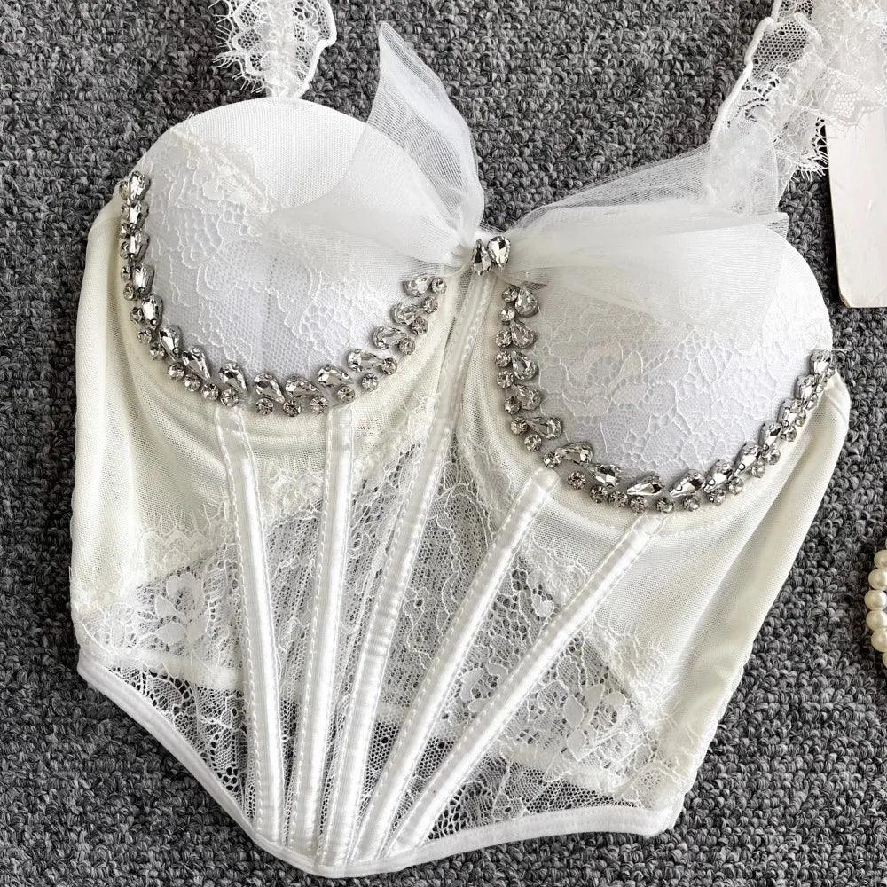 Tank Top Diamond Lace Mesh - Piña Colada