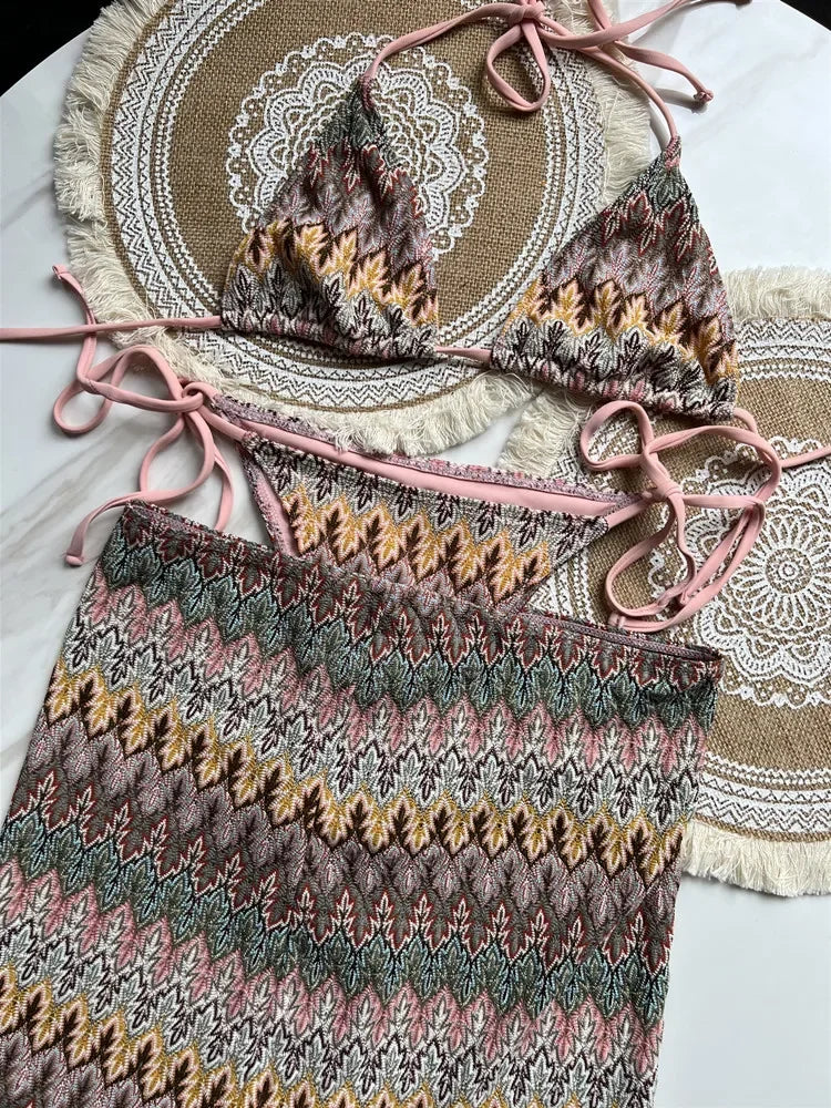 Swimsuit Colored Knitted Bikini - Piña Colada