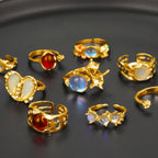 9Pcs Fashionable Women's Golden Ring - Piña Colada