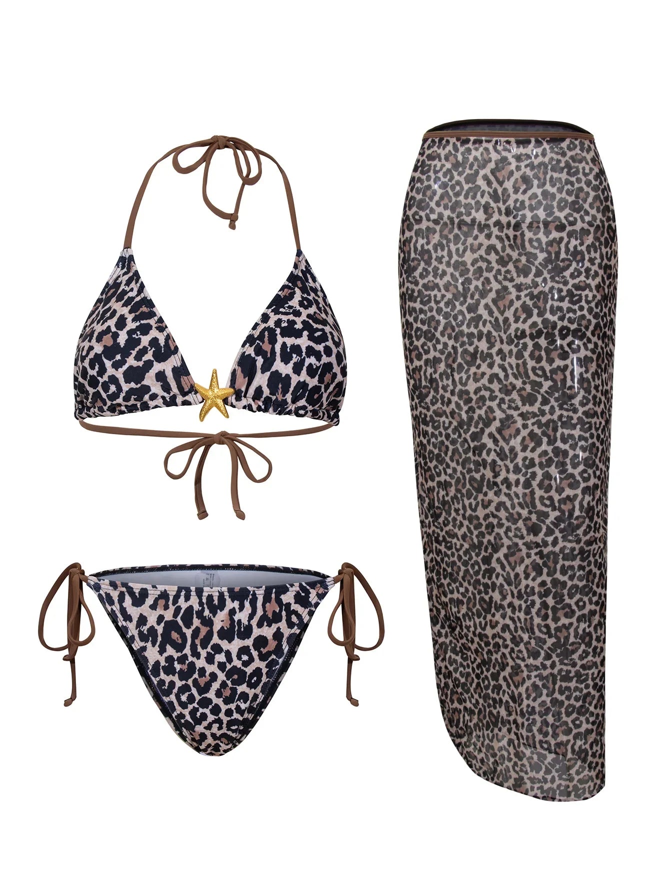 3-Piece High Waist Bikini Set with Skirt – Sexy Beachwear - Piña Colada
