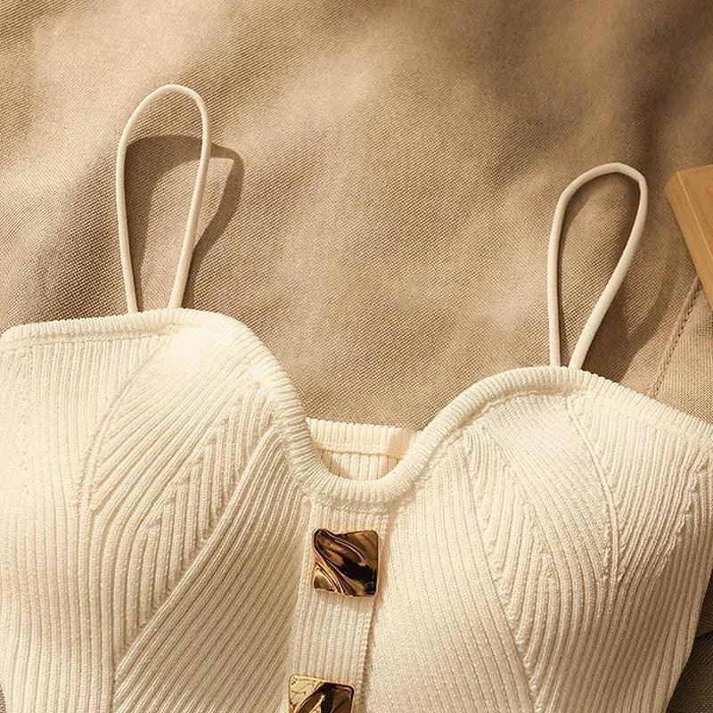 Linen Stretch Camisole – Solid Color Office Style Tank Top - Piña Colada