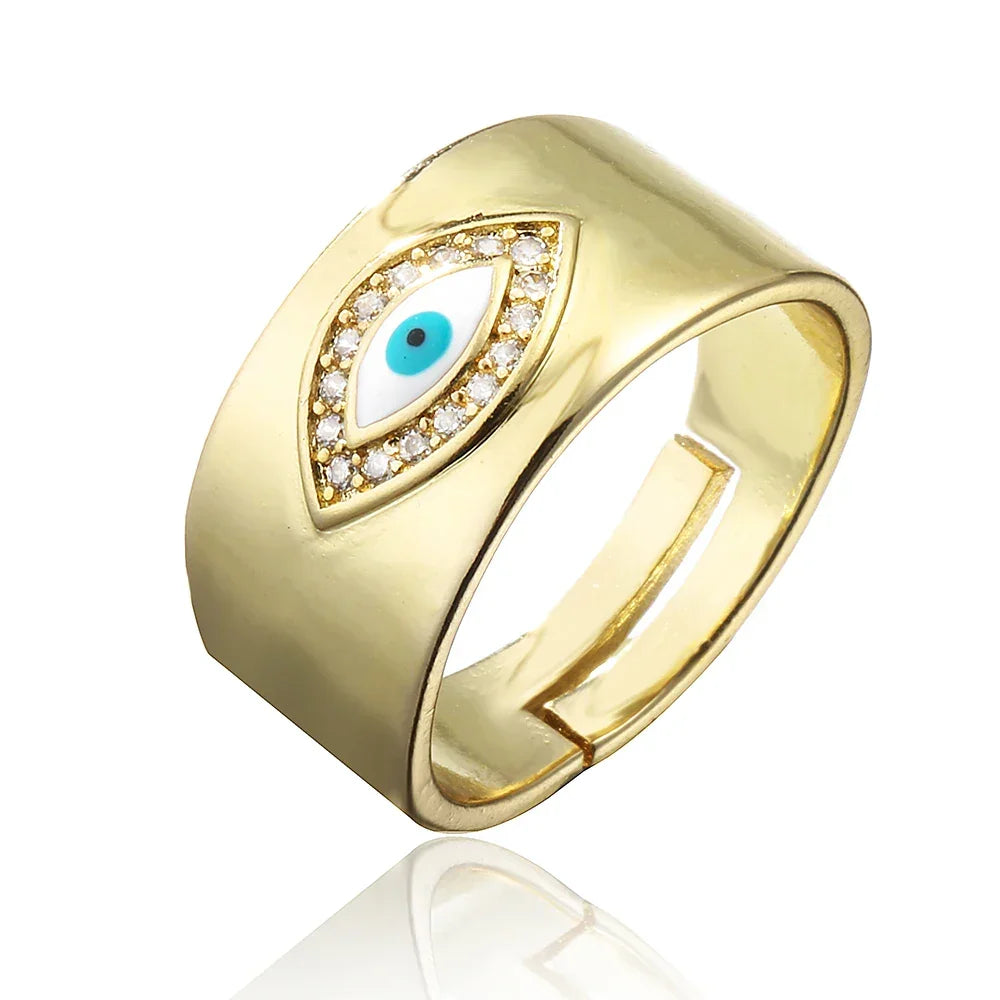 Hollowed out Evil Eye Ring - Piña Colada