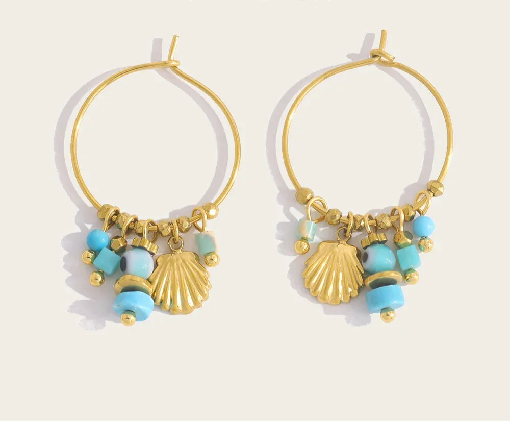 Blue Stone Stainless Steel Hoop - Piña Colada